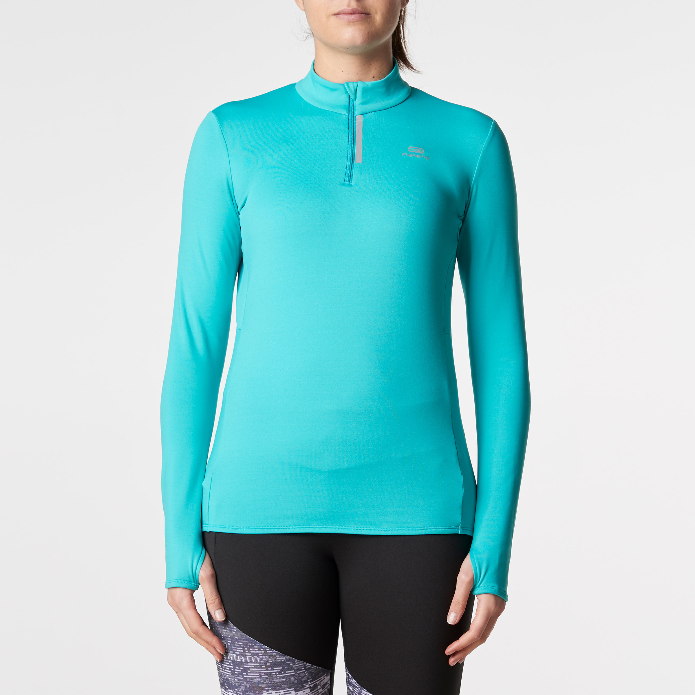 Warm Camiseta Jogging Mujer Manga Run Larga Verde 6pgqBwUx
